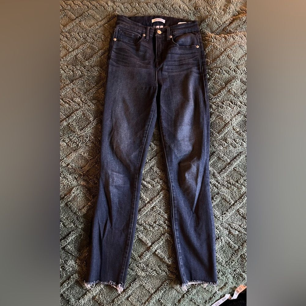 Good American Good Legs Skinny Jeans Women's Size 2/26 Dark Wash Raw Hem